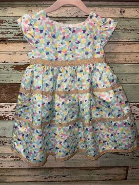 American Girl Pastel Confetti Dress with Gold Trim
